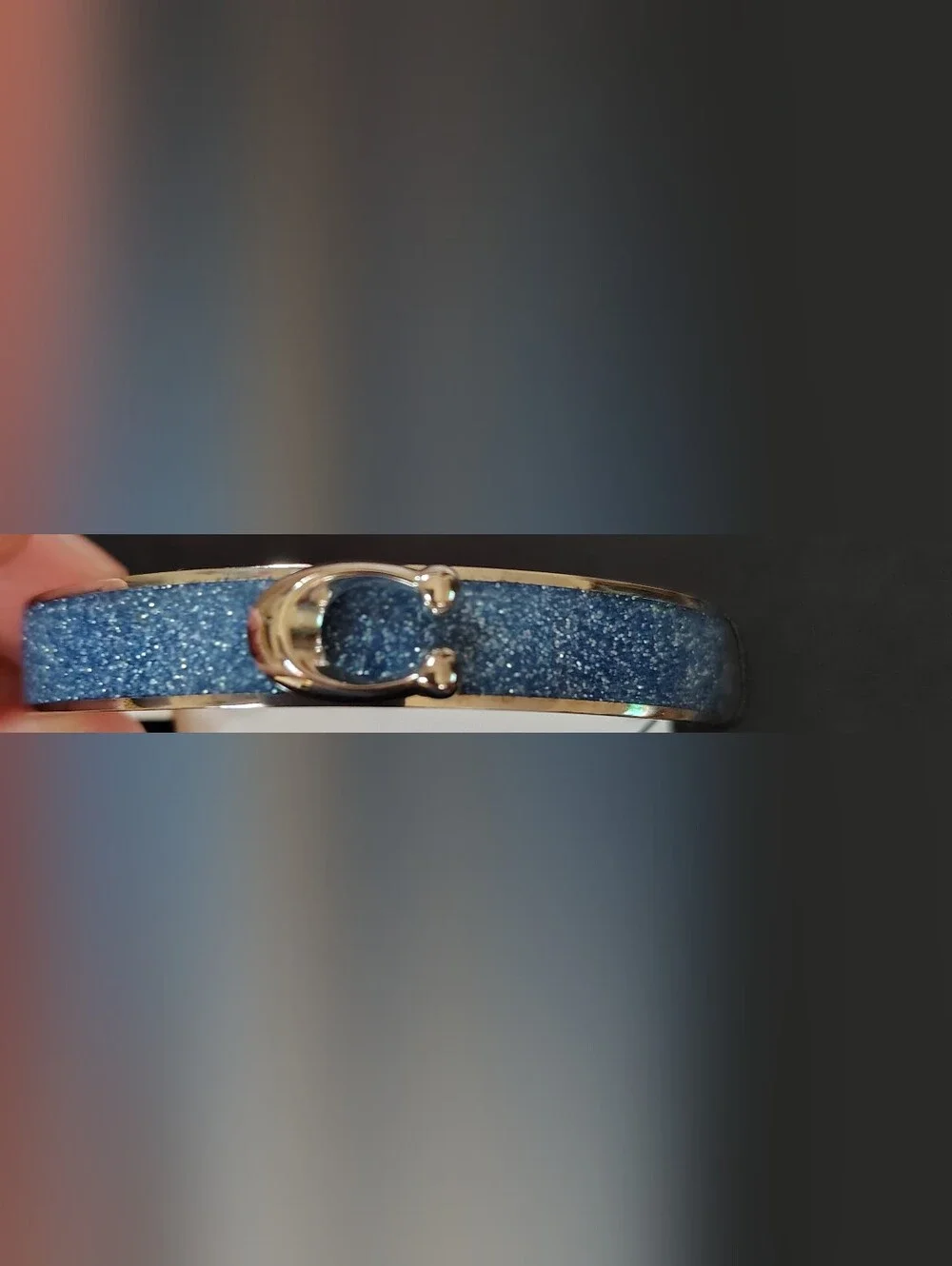 Coach Blue Glitter Bangle Bracelet with Silver Accents
